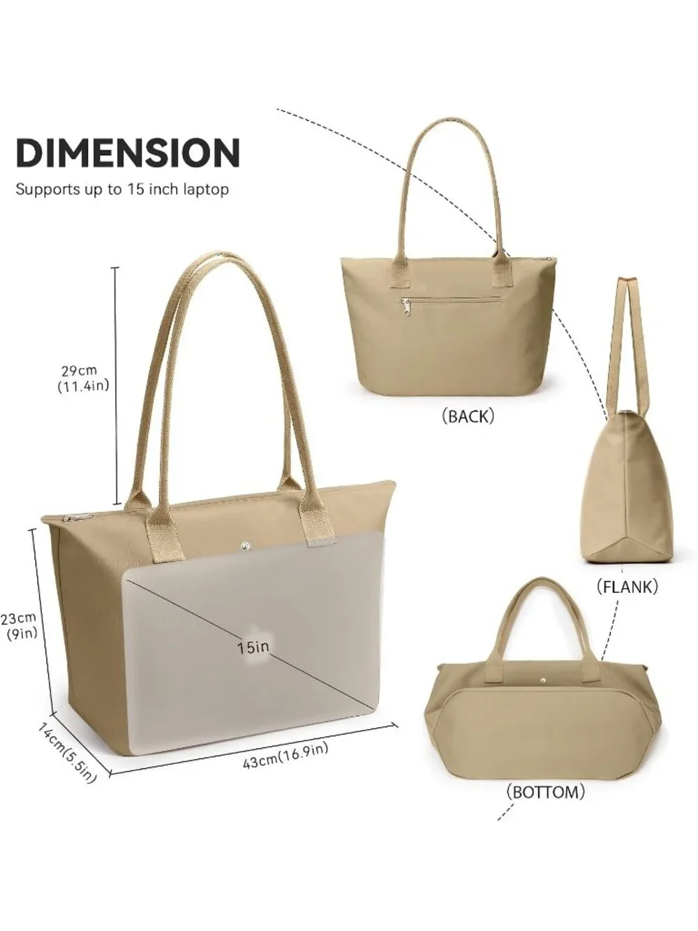 👜Women's Hazel Nylon Tote Bag Large Capacity Shoulder Hobo Handbag With Zipper